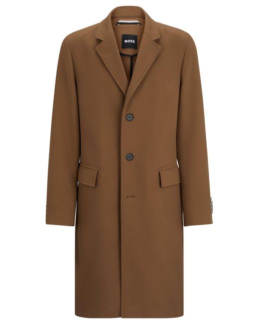 Boss Natural Slim-fit Coat In A Cotton Blend for men