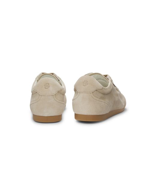 Boss White Suede Trainers With Logo Details
