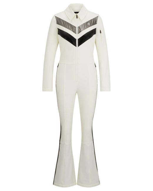 Boss White X Perfect Moment Branded Ski Suit With Stripes