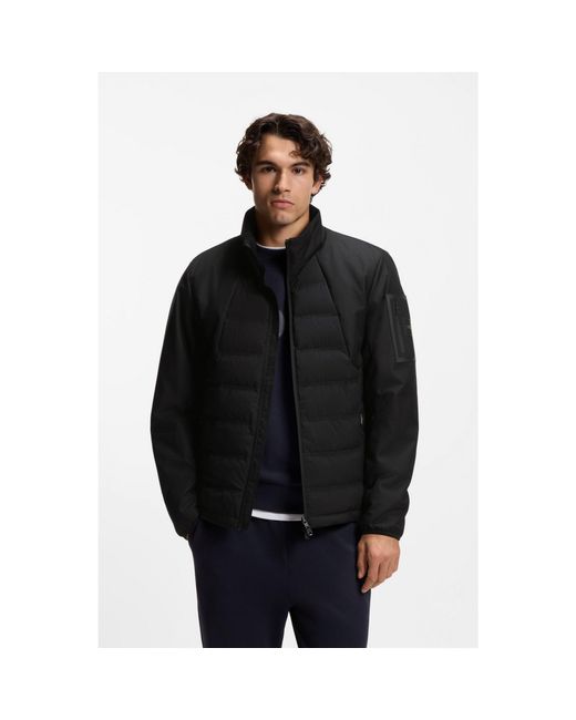 Boss Black Water-Repellent Jacket With Down Filling for men