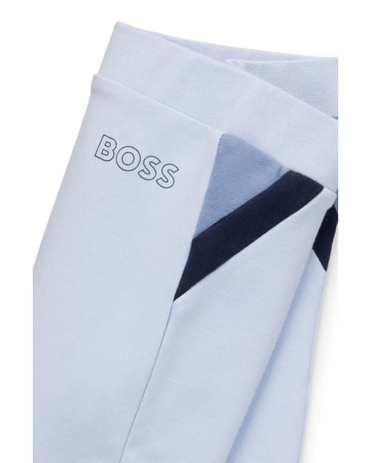 Boss Blue Baby Tracksuit In Stretch Cotton With Logo Prints for men