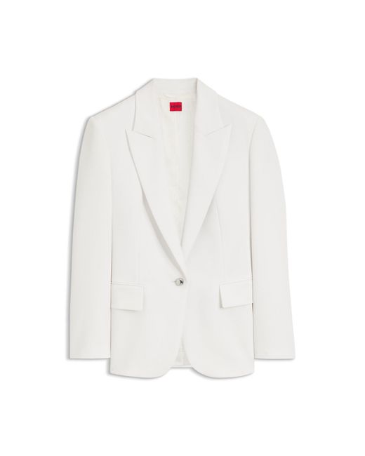 HUGO White Regular-Fit Blazer With Metal Button