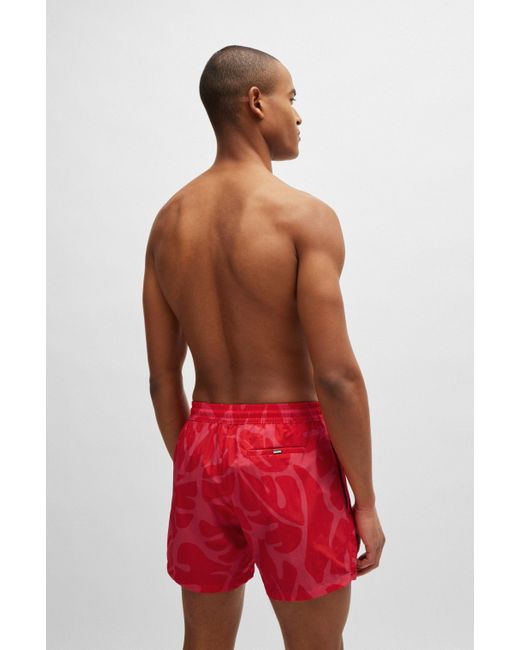 Boss Red Quick-dry Swim Shorts With Seasonal Pattern for men