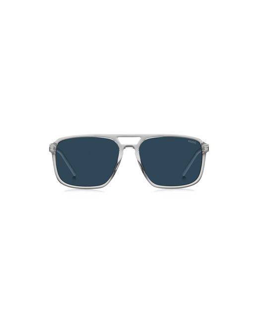 HUGO Blue Clear-Acetate Sunglasses With Rubber Logo for men