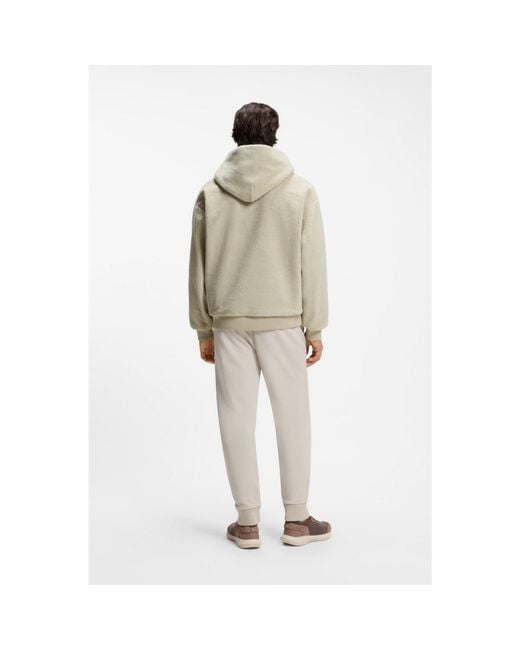 Boss Natural Teddy-Fleece Hoodie With Embroidered Logo for men