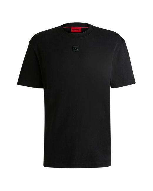 HUGO Regular-fit T-shirt Van Interlocked Katoen Met Tweedelig Logo in het Black voor heren