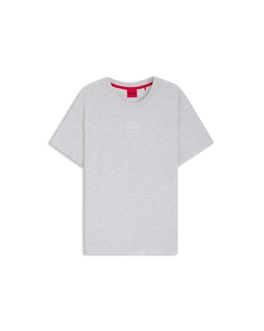 HUGO Blue Relaxed-Fit Top With High-Density Logo Print for men