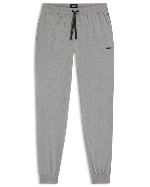 Boss Jogginghose Aus Stretch-Baumwolle Mit Logo-Stickerei in Gray für Herren