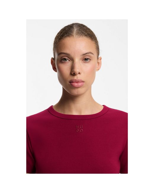 HUGO Red Regular-Fit T-Shirt With Stacked-Logo Embroidery