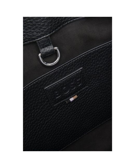 Boss Black Faux-Leather Tote Bag With Emed Logo