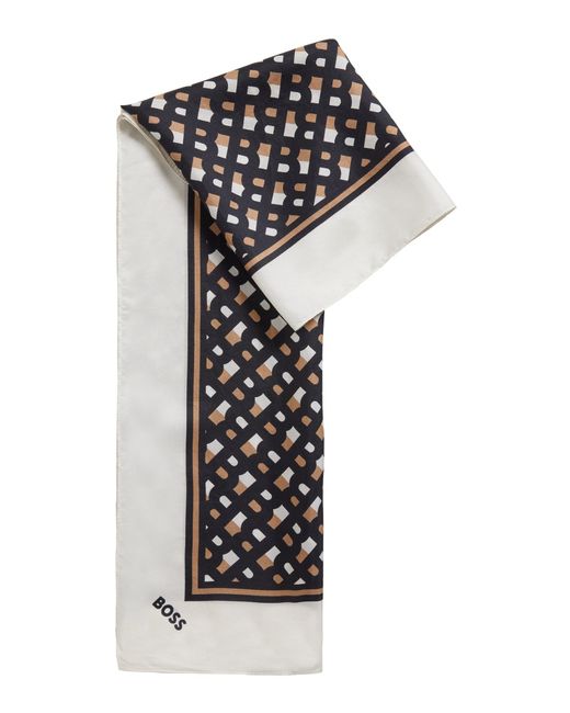 BOSS by HUGO BOSS Monogram-print Silk Scarf With Personalised Letter - Lyst