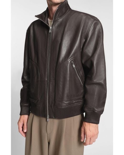 Boss Dark Brown Men's Leather Jackets Size 38r for men
