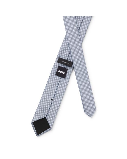 Boss White Silk-Blend Tie With Jacquard Pattern for men