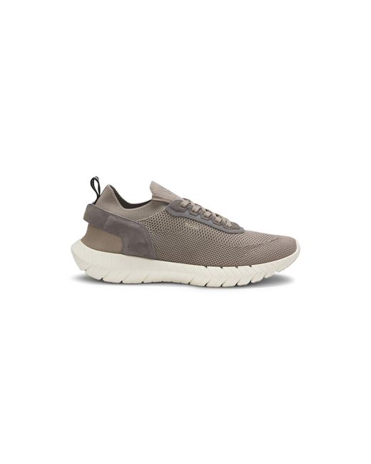 Boss Gray Motion Trainers With Knitted Uppers And Leather Trims for men