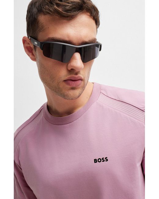 Boss Red Stretch-cotton T-shirt With Crew Neckline And Logo Detail for men