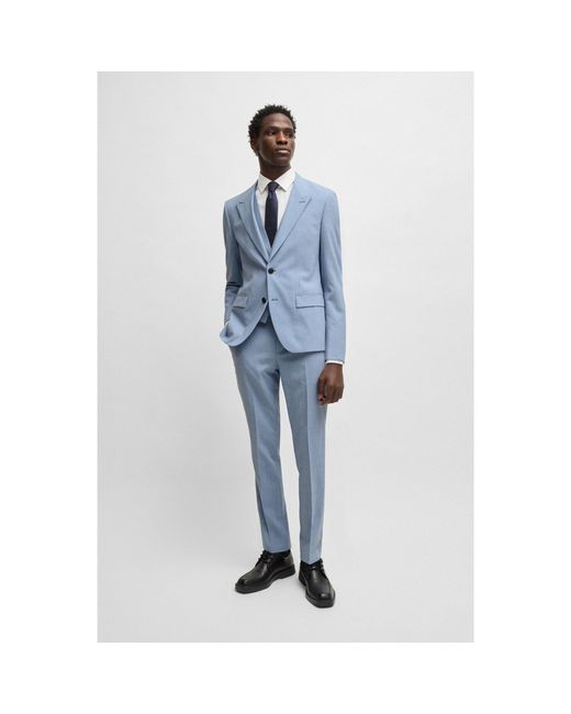 HUGO Blue Three-Piece Slim-Fit Suit for men