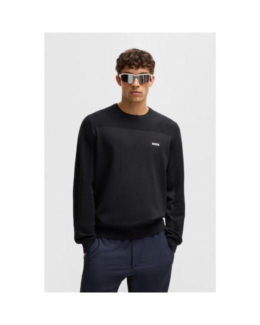 Boss Blue Branded Crew-Neck Sweater for men