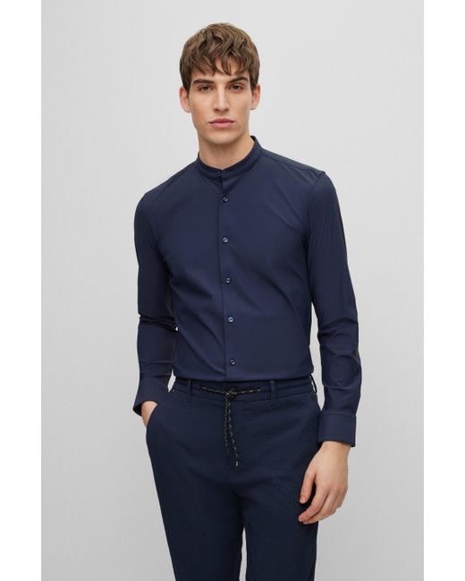 BOSS by HUGO BOSS Slim-fit Shirt In Performance-stretch Jersey in Blue for  Men | Lyst