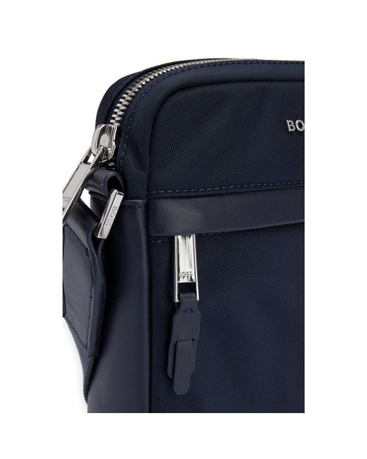 Boss Blue Structured-Material Reporter Bag With Logo Lettering for men