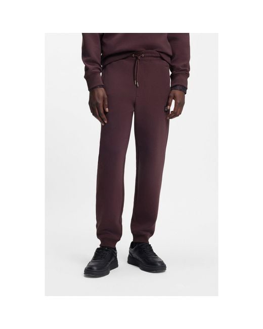 HUGO Purple Cotton-Blend Tracksuit Bottoms With Stacked Logo for men
