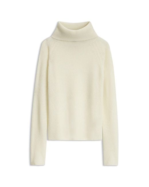 Boss White Rollneck Sweater With Open-Knit Structure