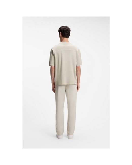 Boss Gray Relaxed-Fit Cotton T-Shirt With Embroidered Logo for men