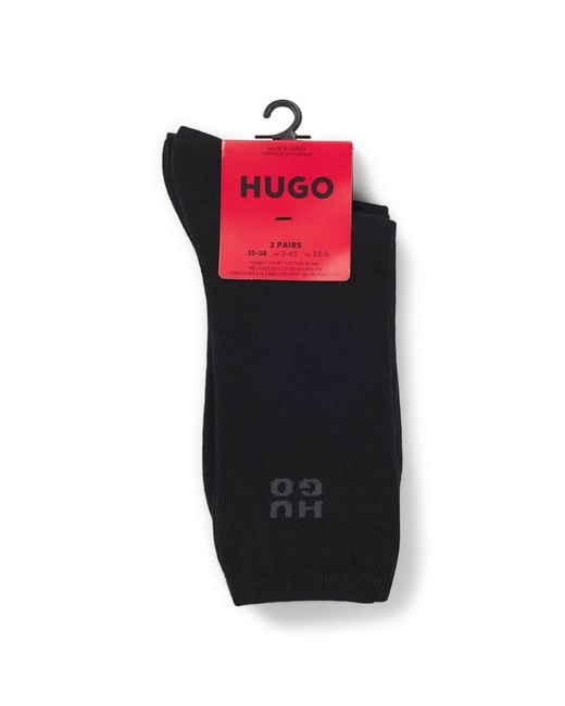 HUGO Black Two-Pack Of Short Socks With Stacked Logos