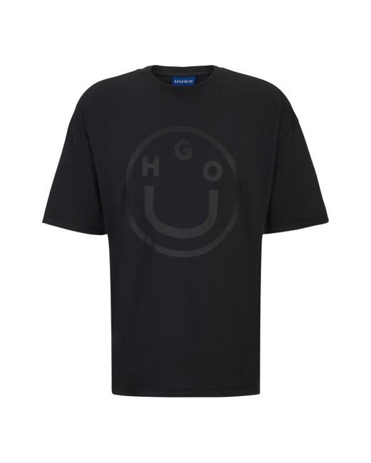 HUGO Black Oversized T-Shirt aus Baumwolle mit Logo der neuen Saison