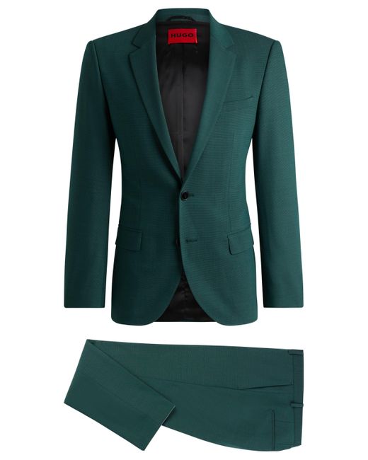HUGO Slim-Fit Anzug aus Stretch-Twill in Green für Herren