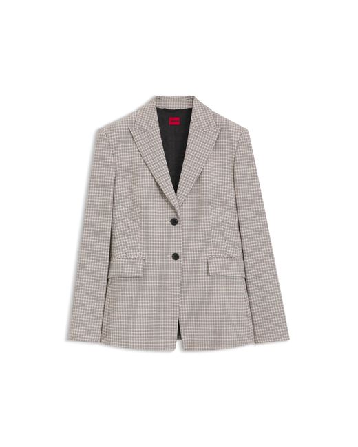 HUGO Gray Regular-Fit Blazer With Micro Check