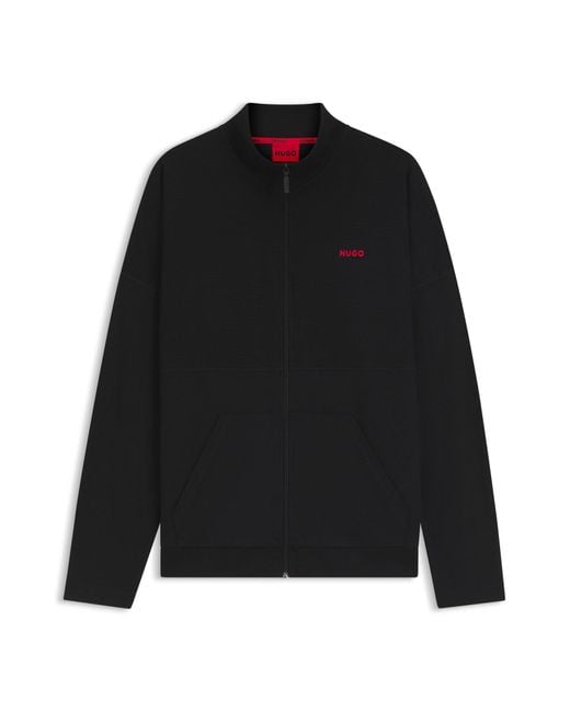 HUGO Jacke Aus Baumwoll-Mix Mit Waffelstruktur Und Reißverschluss in Black für Herren