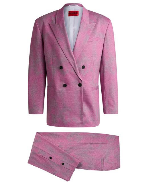 HUGO Bedruckter Modern-Fit Anzug aus Performance-Stretch-Gewebe in Pink für Herren