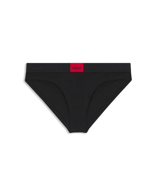 Slip Regular Rise en coton stretch avec étiquette logotée HUGO en coloris Black
