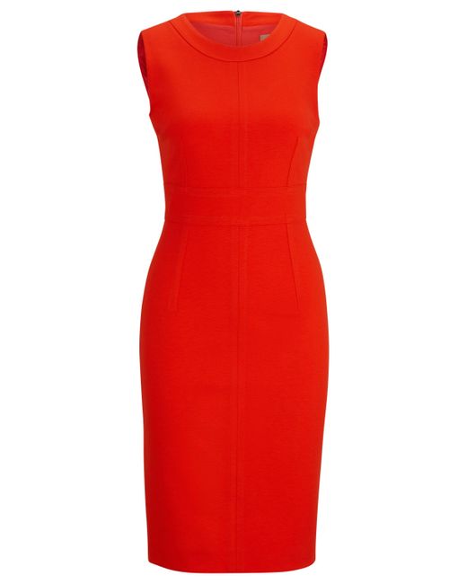 Boss Red Slim-Fit Business-Kleid mit Schlitz auf der Vorderseite