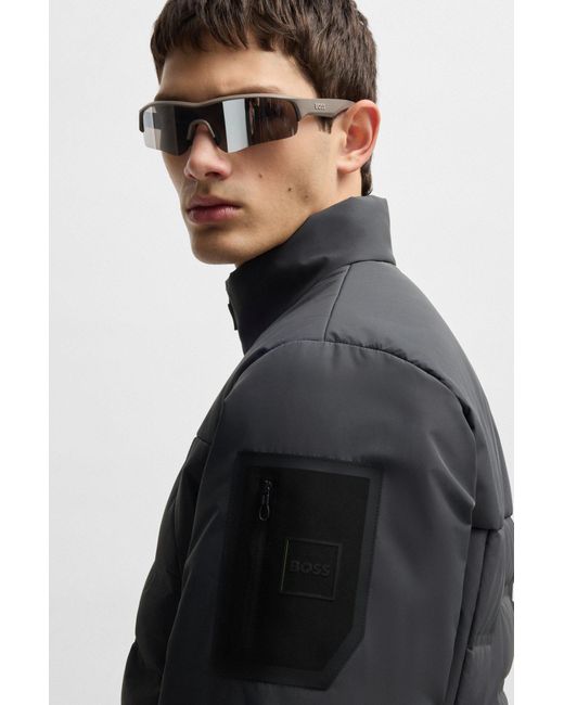 Boss Wasserabweisende Daunenjacke Mit Reißverschluss-Details in Black für Herren