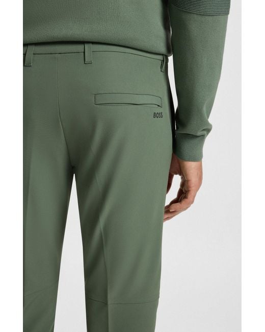 Boss Slim-Fit Hose Aus Wasserabweisendem Stretch-Gewebe in Green für Herren