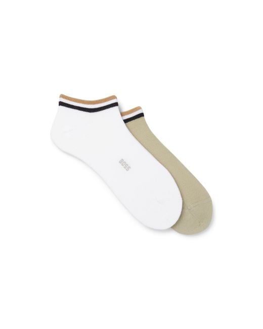 Boss Metallic Two-Pack Of Ankle Socks With Signature-Stripe Cuffs for men