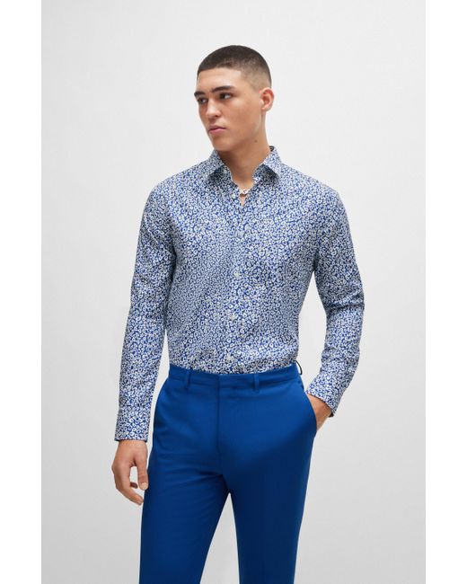 HUGO Business Hemd ELISHA02 Extra-Slim Fit in Blue für Herren