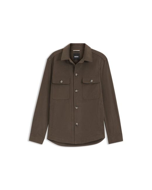 Boss Brown Relaxed-Fit Overshirt for men