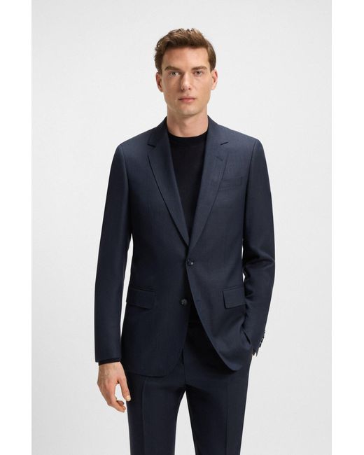 Boss Beckham X Tweedelig Pak Van Scheerwol, Zijde En Linnen in het Blue voor heren