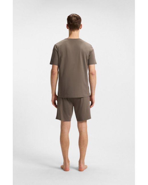 Boss T-Shirt Aus Stretch-Baumwolle Mit Logo-Stickerei in Brown für Herren