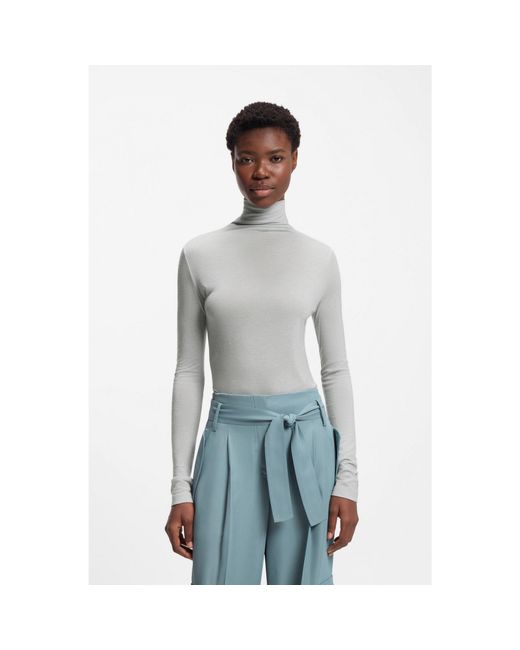 Boss Gray High-Neck Top