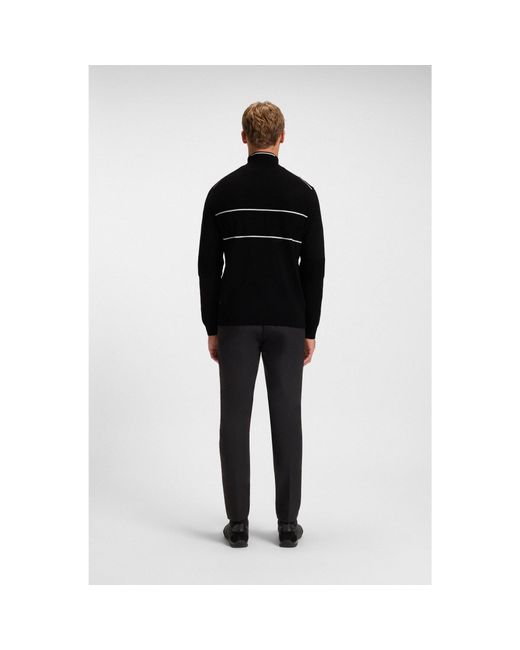 Boss Black Water-Repellent Cotton-Blend Sweater With Zip Neck for men