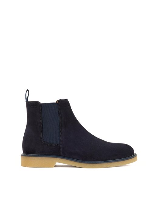 BOSS by HUGO BOSS Suede Chelsea Boots With Embossed Logo And Leather  Lining- Dark Blue Men's Boots Size 11 for Men | Lyst