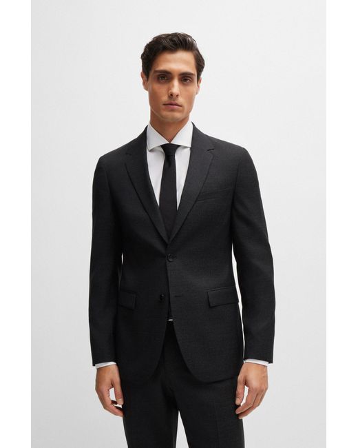 Boss Black Slim-fit Suit In Micro-patterned Virgin Wool for men