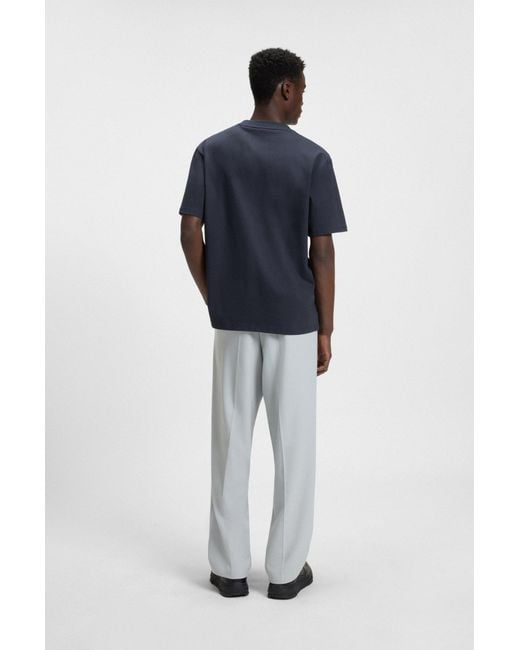 HUGO Relaxed-Fit T-Shirt Van Katoen Met Logoprint in het Blue voor heren