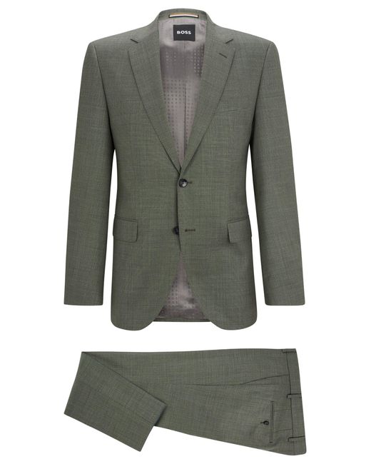 Boss Green Regular-fit Suit In Micro-patterned Virgin Wool for men