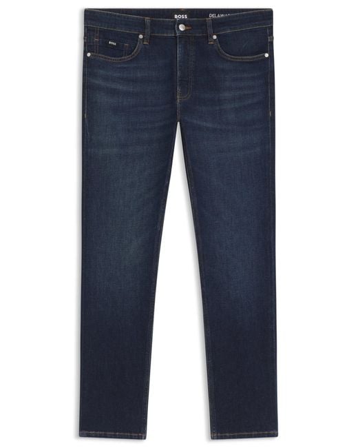 Boss Slim-Fit Delaware-Jeans Van Comfortabel Blauw Stretchdenim in het Blue voor heren