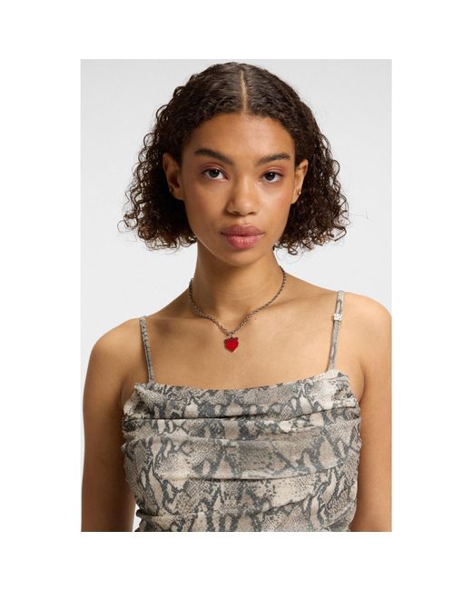 HUGO Metallic Mesh Top With Built-In Corset