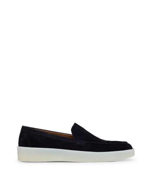 Boss Black Suede Slip-on Loafers With Emed Logo for men